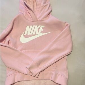 Nike Pink and White Pullover Hoodie Sweatshirt